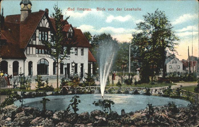 Ilmenau Thueringen Blick von der Lesehalle Springbrunnen