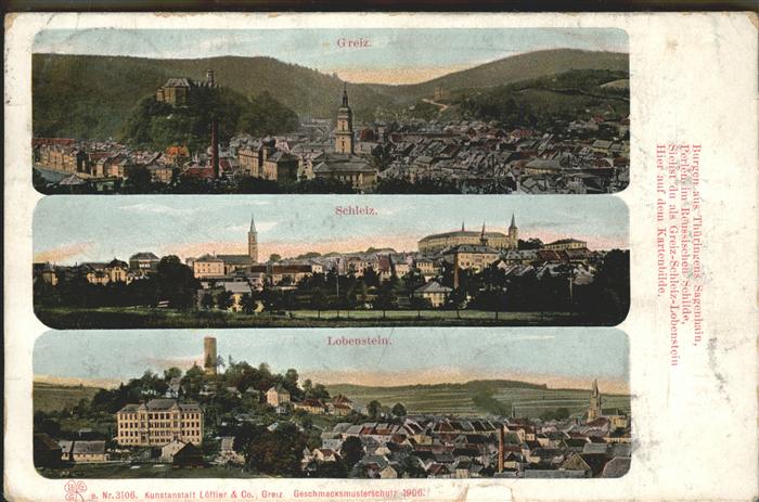 Greiz Thueringen Panorama mit Schleit und Lobenstein