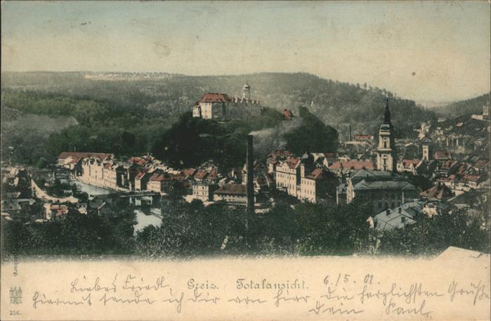 Greiz Thueringen Totalansicht mit Schloss und Kirche