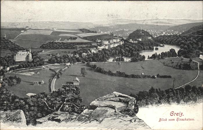 Greiz Thueringen Blick vom Hirschstein See
