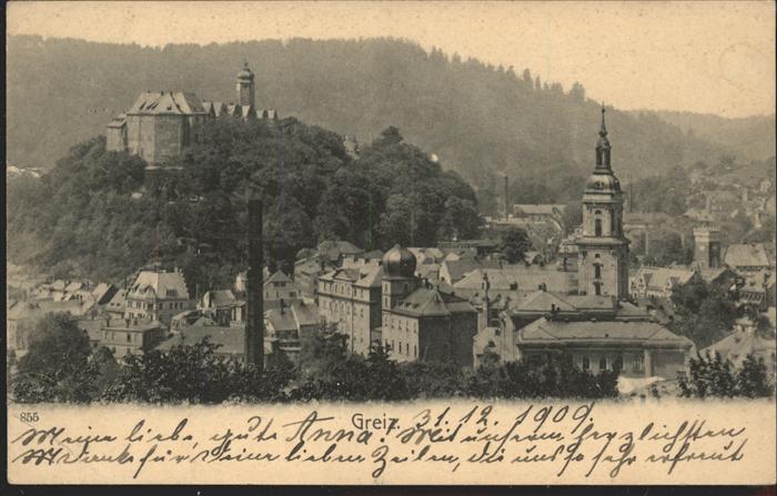 Greiz Thueringen Ortsansicht mit Kirche und Schloss