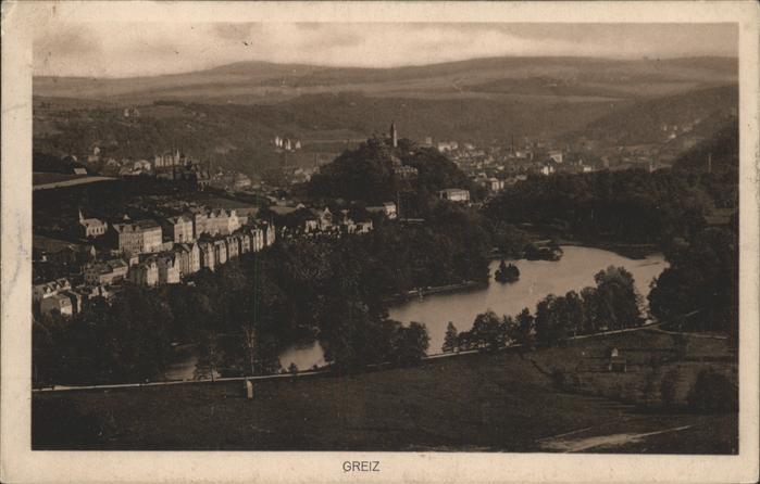 Greiz Thueringen Panorama Schloss See