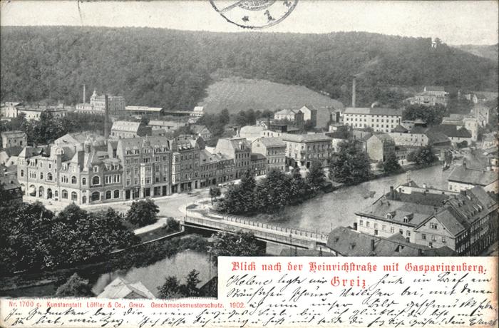 Greiz Thueringen Blick nach Heinrichstrasse Brücke Gaspa