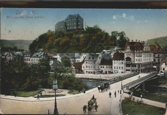 Greiz Thueringen Heinrichsbrücke Elster Oberes Schloss D