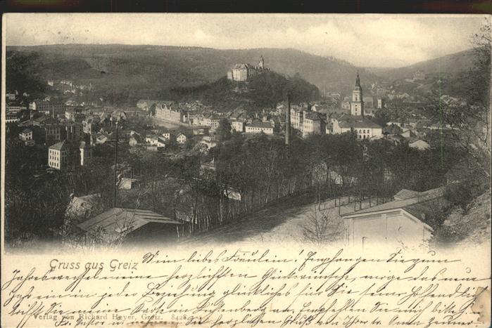 Greiz Thueringen Ortsansicht mit Kirche und Schloss