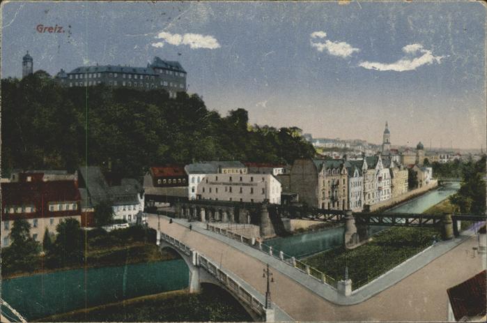 Greiz Thueringen Heinrichsbrücke Elster Oberes Schloss