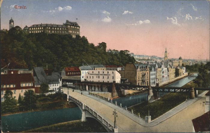 Greiz Thueringen Heinrichsbrücke Elster Oberes Schloss