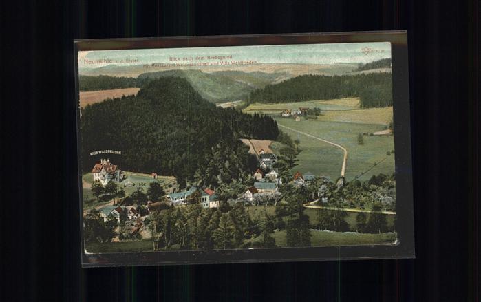 Neumuehle Elster Blick nach dem Krebsgrund Restaurant We