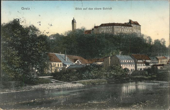 Greiz Thueringen Partie an der Elster Oberes Schloss