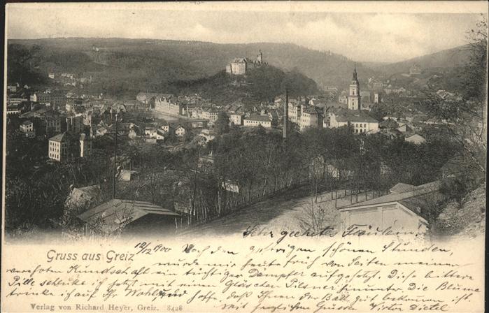 Greiz Thueringen Ortsansicht mit Kirche und Schloss