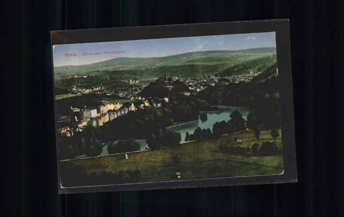 Greiz Thueringen Blick vom Hirschstein See