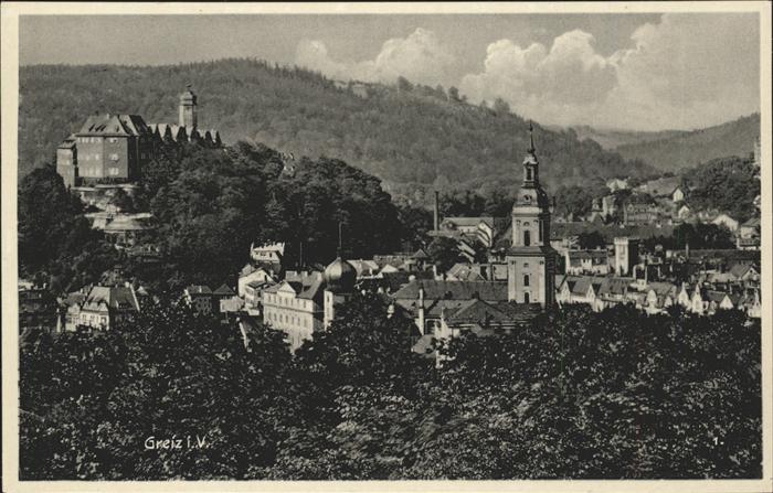Greiz Thueringen Ortsansicht mit Kirche und Schloss