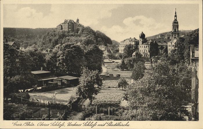 Greiz Thueringen Ortsansicht mit Kirche und Schloss Bütt