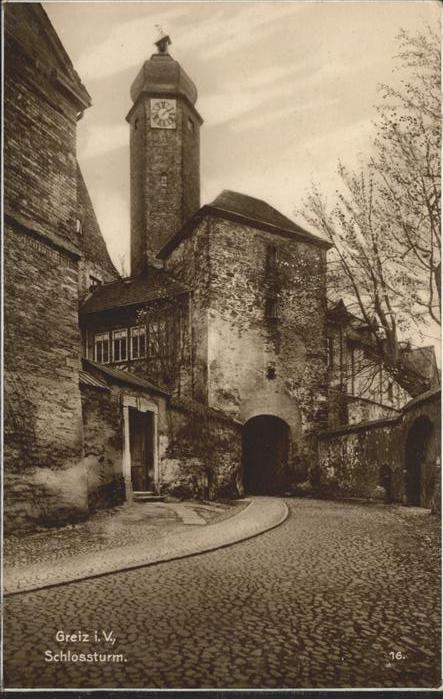 Greiz Thueringen Schloss Turm Tor Trinks Postkarte