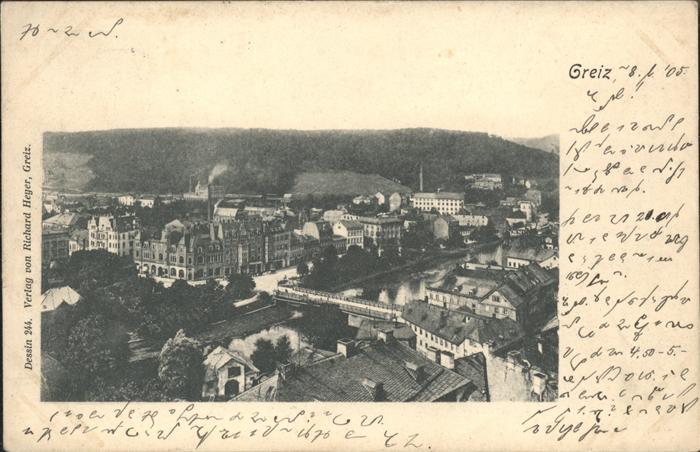 Greiz Thueringen Blick über die Stadt Elster Brücke Schl
