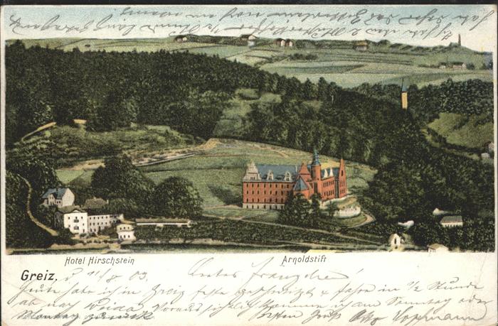 Greiz Thueringen Hotel Hirschstein Arnold Stift Bahnpost