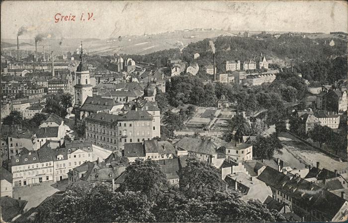 Greiz Thueringen Teilansicht Kirche Industrie