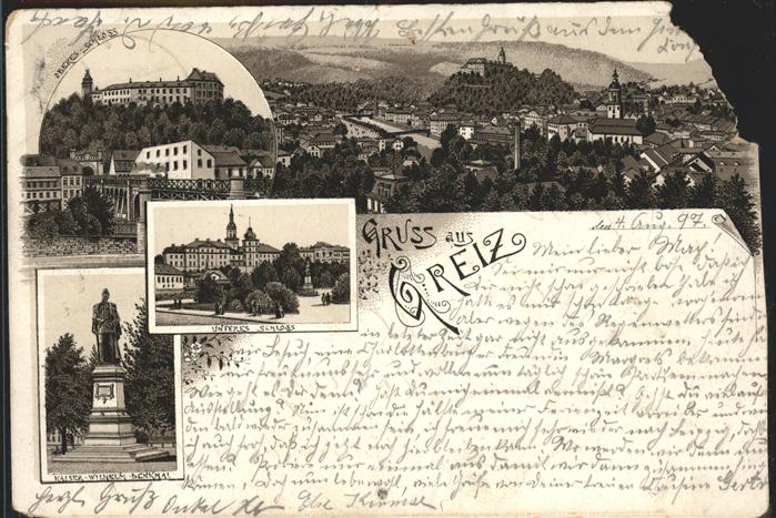 Greiz Thueringen Schloss Kaiser Wilhelm Denkmal