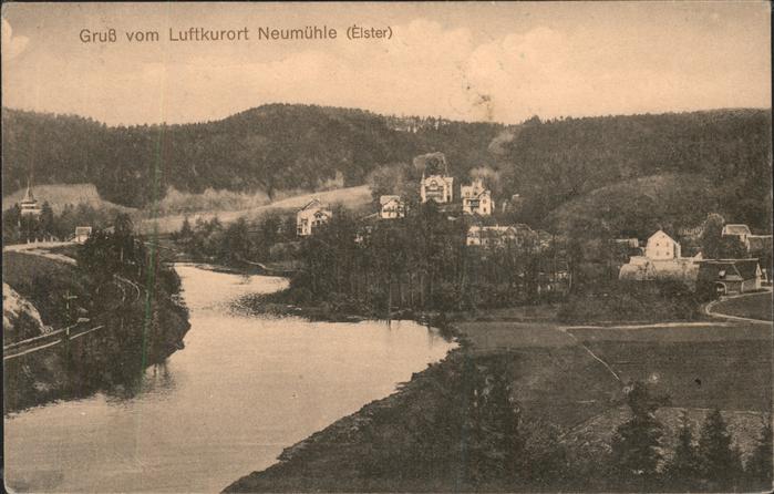Neumuehle Elster Uferpartie Villenkolonie Eisenbahn Luft