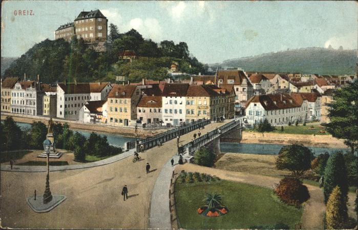 Greiz Thueringen Heinrichsbrücke Elster Oberes Schloss K