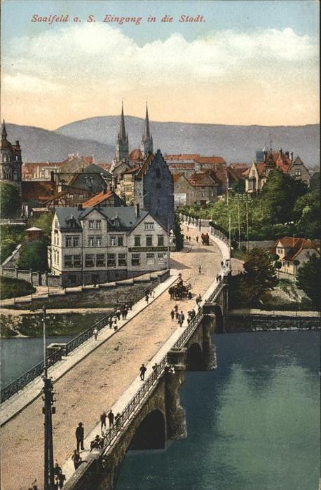 Saalfeld Saale Saalebrücke mit Ortsblick