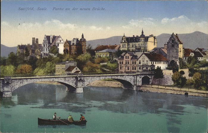 Saalfeld Saale Stadtblick mit Saalebrücke