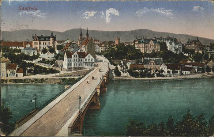 Saalfeld Saale Stadtblick mit Saalebrücke