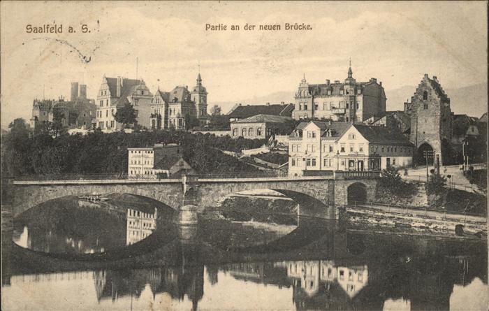Saalfeld Saale Stadtblick mit Neuer Saalebrücke Feldpo