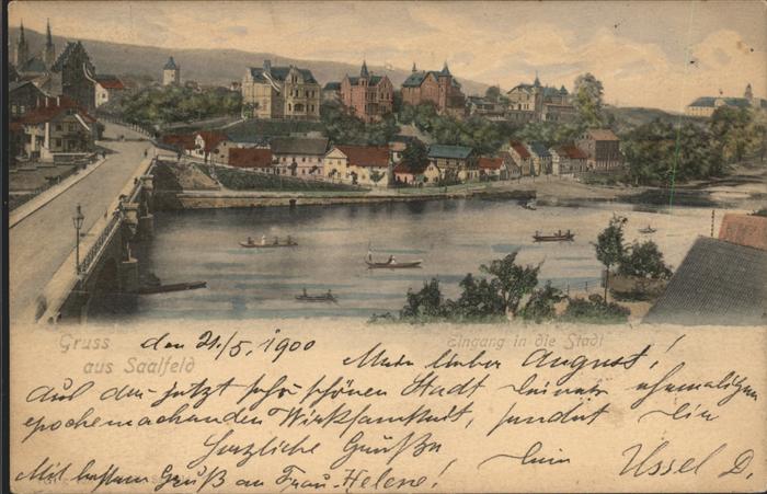 Saalfeld Saale Stadtblick mit Saalebrücke