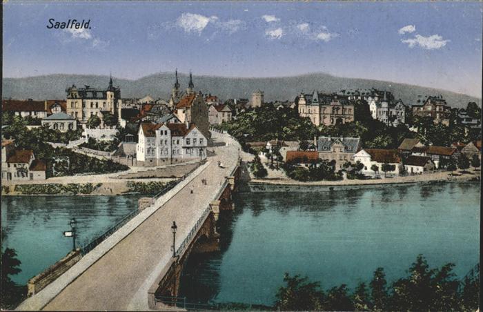 Saalfeld Saale Stadtblick mit Saalebrücke