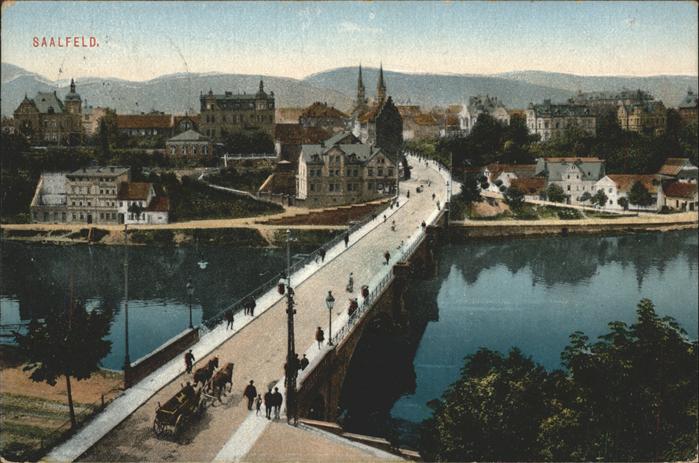 Saalfeld Saale Stadtblick mit Saalebrücke