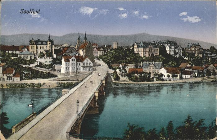 Saalfeld Saale Stadtblick mit Saalebrücke