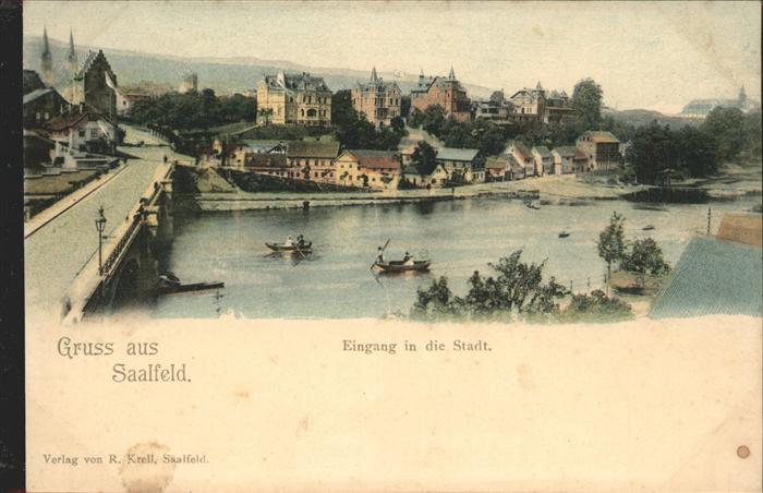 Saalfeld Saale Stadtblick mit Saalebrücke