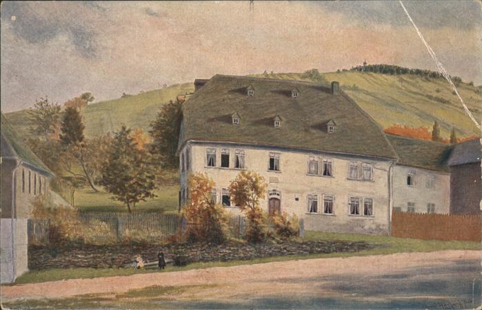 Oberweissbach Fröbels Geburtshaus Künstlerkarte Gemäl