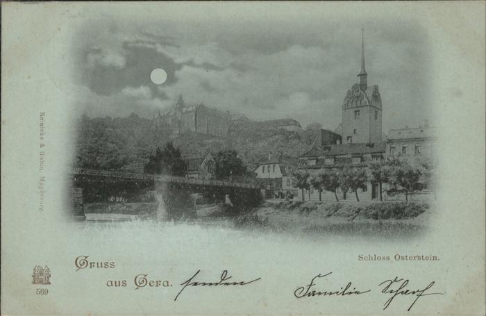 Gera Schloss Osterstein bei Nacht