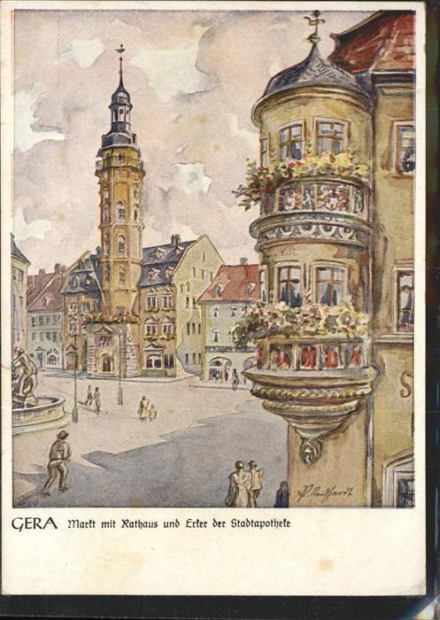 Gera Marktplatz Rathaus Erker Stadtapotheke