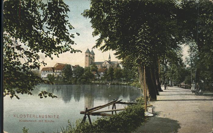 Klosterlausnitz Bad Klosterteich mit Kirche