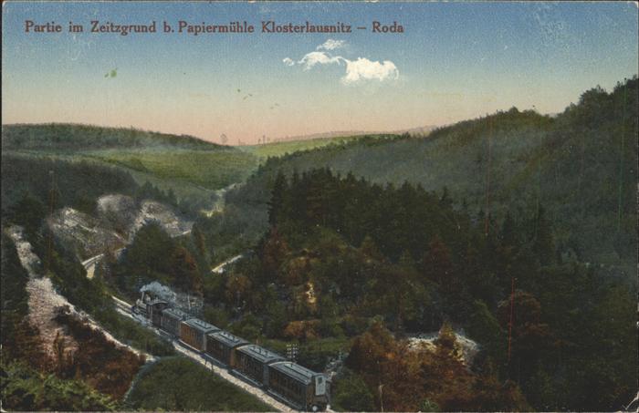 Roda Stadtroda b.d.Papiermühle mit Eisenbahnzug im Zei