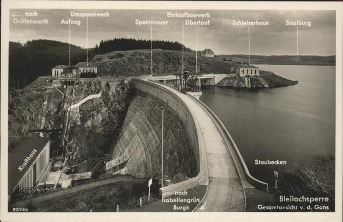 Staudamm Pumpspeicherkraftwerk Bleilochsperre Saalburg Schleberhaus