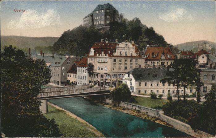 Greiz Thueringen Burg Brücke Fluss