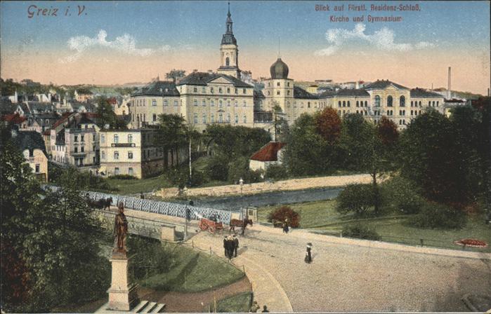 Greiz Thueringen Schloss Kirche Gymnasium Brücke