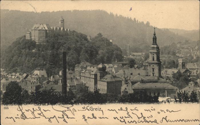 Greiz Thueringen Panorama mit Schloss Kirche