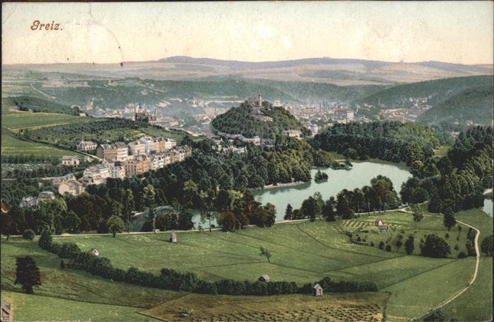 Greiz Thueringen Panorama mit Schloss