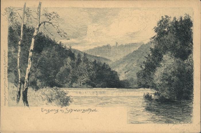 Schwarzatal Fluss Künstlerkarte