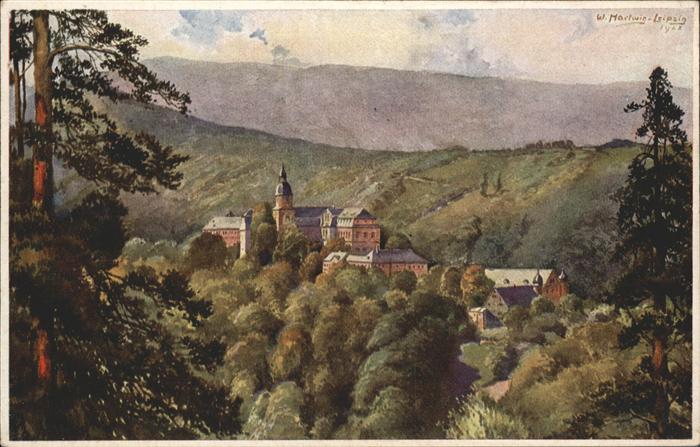 Schwarzburg Thueringer Wald Schloss Künstlerkarte W.Hartwig