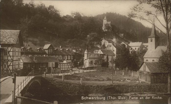 Schwarzburg Thueringer Wald Partie an der Kirche