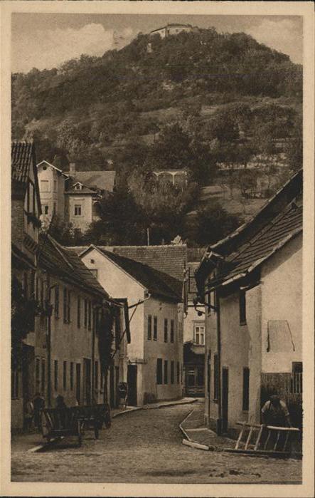 Bad Blankenburg Brauhausgasse mit Burg Greifenstein