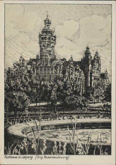 Leipzig Rathaus Leipzig Federzeichnung Reiß Kün