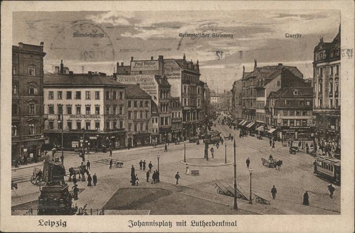 Leipzig Johannisplatz Lutherdenkmal Strassenbah