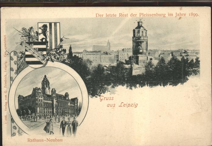 Leipzig Wappen Pleissenburg 1899 Rathaus Neubau